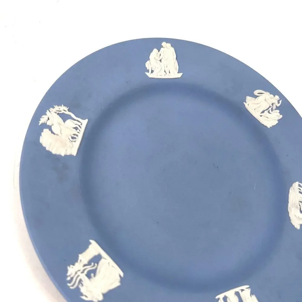 7 Pc Vintage Blue Wedgwood Jasperware Trinket Dishes Astray Plates Cup